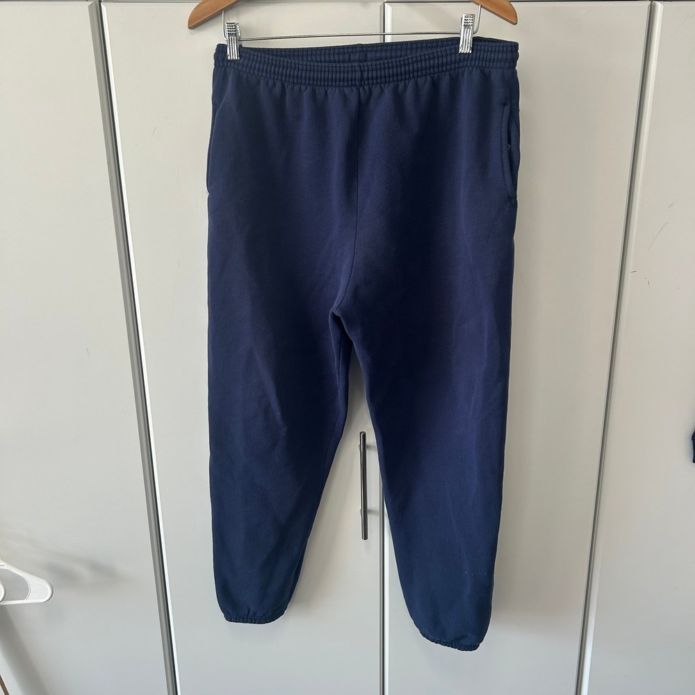 Vintage‎ Hanes Premium Weight Sweatpants Navy Blue Elastic Waist Joggers Mens XL